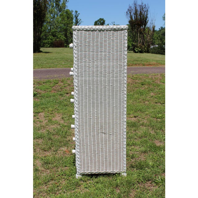 1990s White Wicker Chest of Drawers For Sale - Image 5 of 15