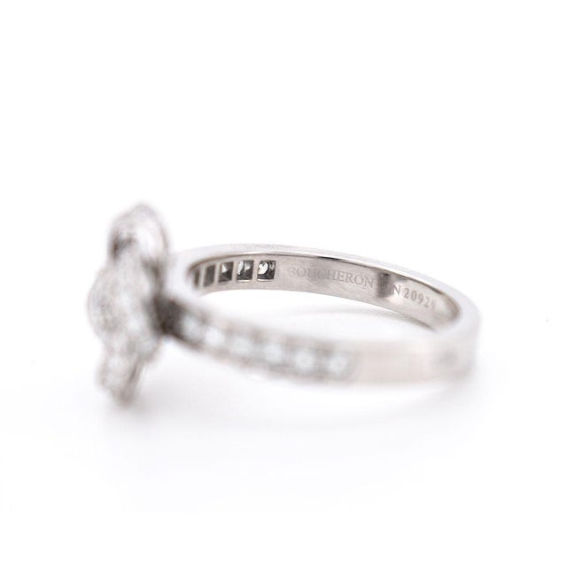 Silver Boucheron - Pivoine Collection - White Gold 18 Carats and Diamonds Ring, Size 6 For Sale - Image 8 of 8
