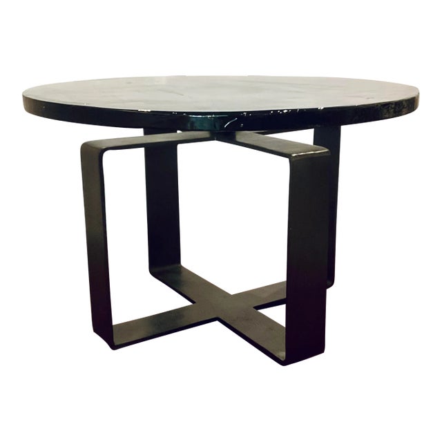 Industrial Modern Smoked Textured Thick Glass Cocktail Table For Sale