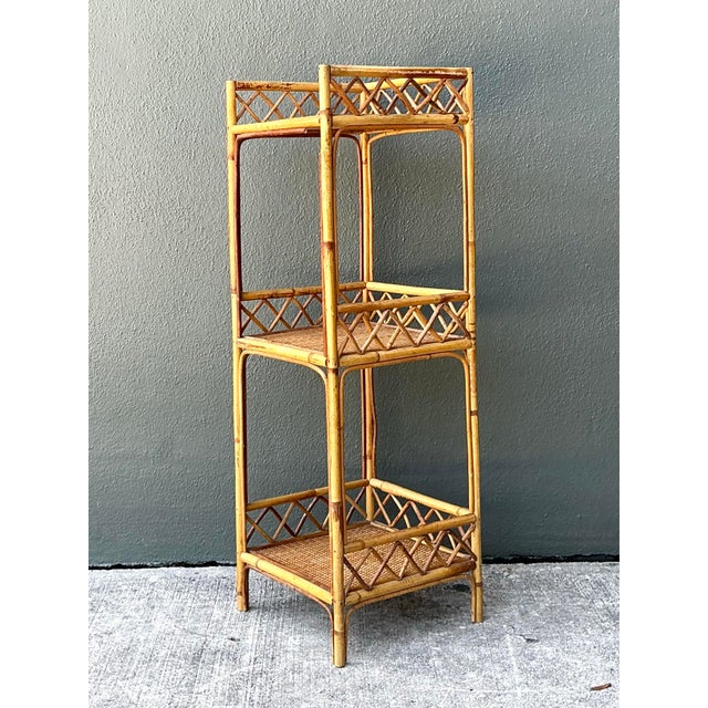 Vintage Rattan Three-Tier Shelf For Sale - Image 10 of 12