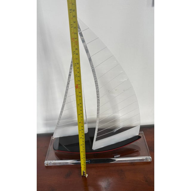 Plastic Postmodern Lucite Sailboat Sculpture – Architectural Nautical Object, Late 20th Century For Sale - Image 7 of 9