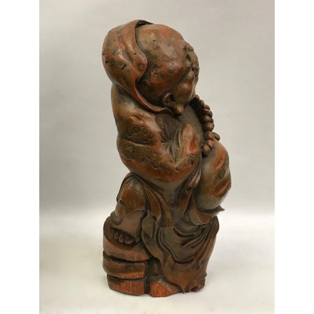 1980s 1980s Chinese Art Carved Bamboo Happy Buddha Sculpture For Sale - Image 5 of 6