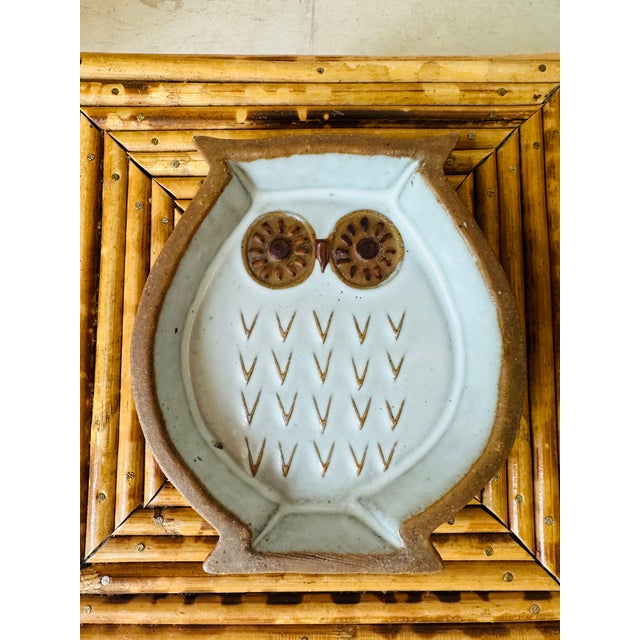 Vintage Mid-Century Owl Trinket Dish - Terracotta With White Glaze For Sale In Los Angeles - Image 6 of 16