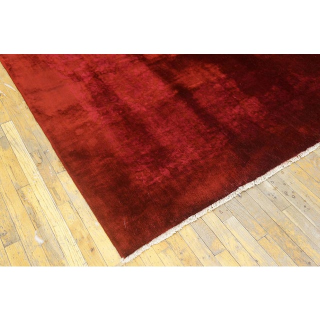 Early 20th Century 1920s Red Minimalist Antique Chinese Art Deco Rug 9' X 11'4" Handknotted Wool Carpet For Sale - Image 5 of 7