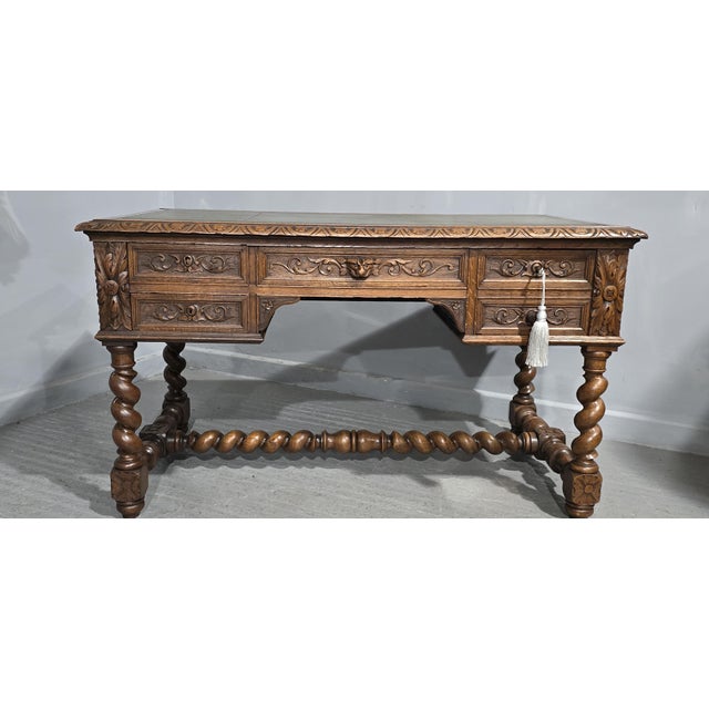 Late 19th Century French Oak Writing Desk, 1880 For Sale - Image 5 of 15
