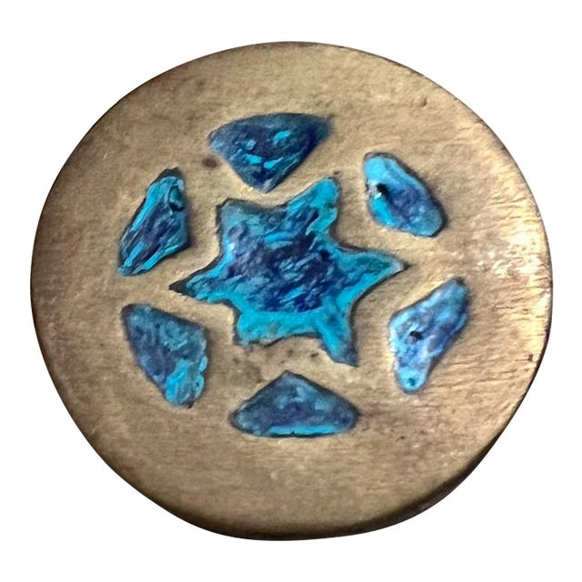 Pepe Mendoza Round Pull Knob Malachite Brass Mexican Modernism For Sale