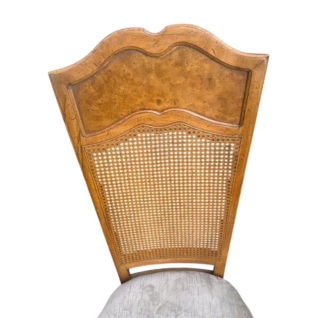 Vintage French Provincial Cane Back Dining Chairs, Newly Reupholstered – Set of 6 For Sale - Image 11 of 16