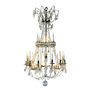 Antique Louis XIV Style French Crystal & Silvered Gilt Bronze Chandelier For Sale