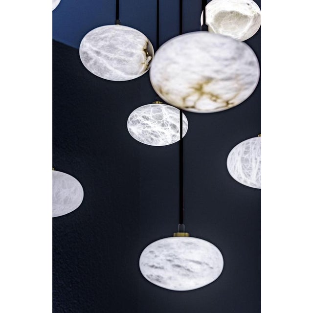 Oval Pendant Lamps by United Alabaster, Set of 12 For Sale - Image 10 of 12