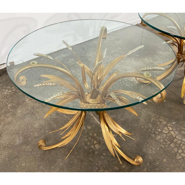 Vintage Italian Gilt Sheaf of Wheat Side Table Pair For Sale In Kansas City - Image 6 of 9