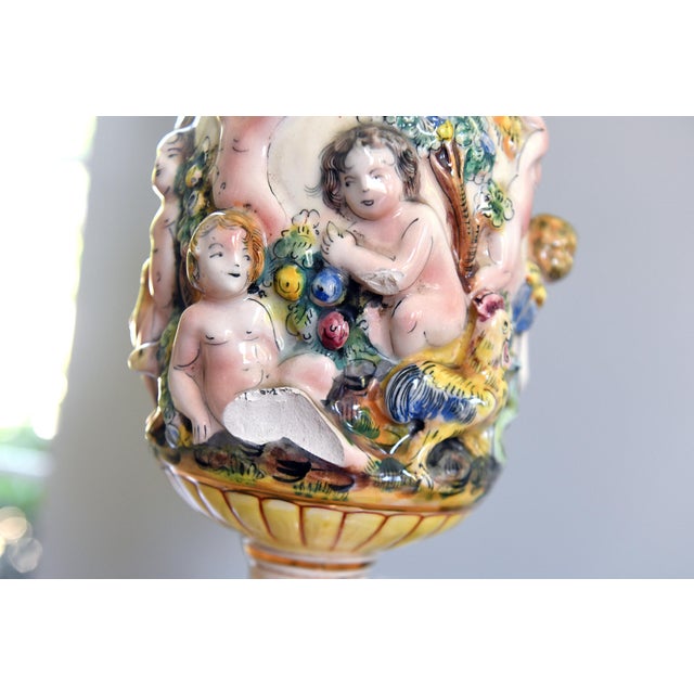 Vintage Capodimonte Porcelain Cherub Table Lamp For Sale - Image 4 of 10