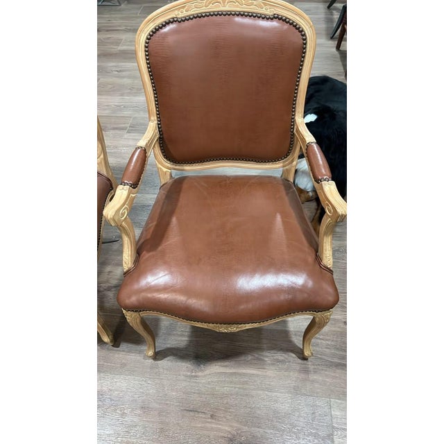 Pair of Vintage Leatherette Armchairs For Sale - Image 4 of 5