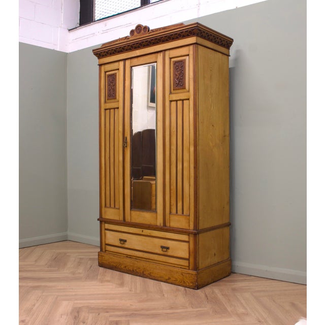 Antique Edwardian Ash Wardrobe, 1900s For Sale - Image 4 of 12