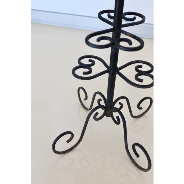 Vintage Black Metal Side Table with Scrollwork, 1960s For Sale - Image 3 of 6