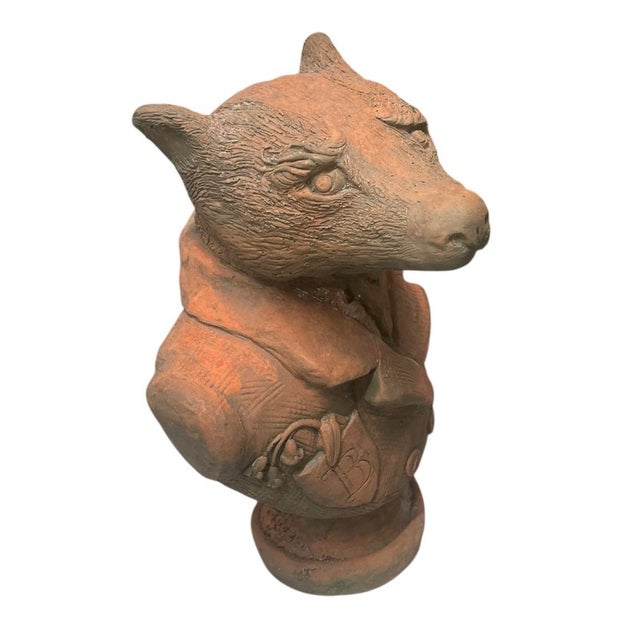 1990s Anthropomorphic Badger Bust in Tailcoat – Terracotta Finished Cast Stone For Sale In West Palm - Image 6 of 10