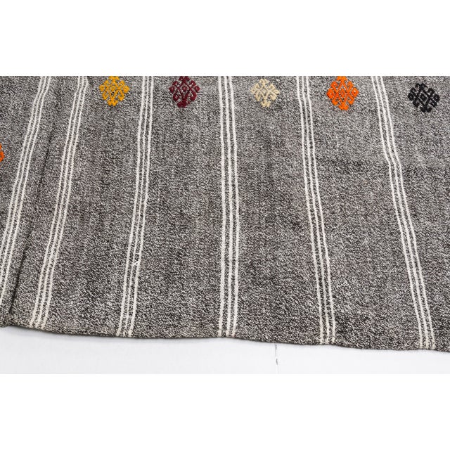 Off White Vintage Kilim Wool Rug For Sale - Image 4 of 7