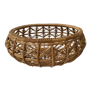 Franco Albini Style Wicker Basket For Sale