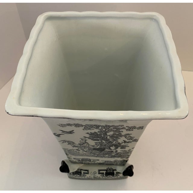 Antique White Chinese Black & White Porcelain Vase, Figural Rooster Garden Scene For Sale - Image 8 of 10