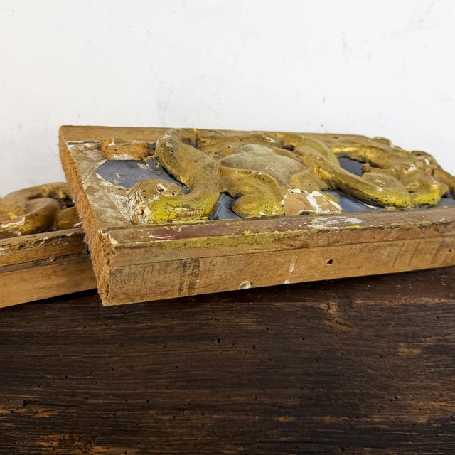 Blue Baroque Italian Architectural Carved Wood Fragments, 1700s, Set of 2 For Sale - Image 8 of 12