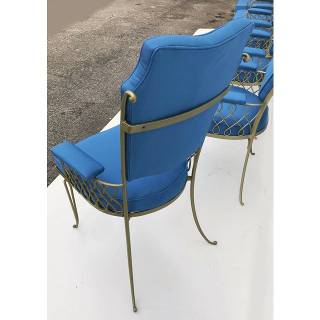 Jacques Adnet 1940s Vintage Blue Dining Chairs- Set of 6 For Sale - Image 4 of 8