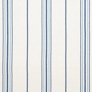 Sample - Schumacher Scarset Stripe Fabric in Blues For Sale