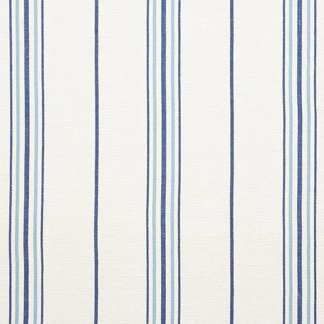 Sample - Schumacher Scarset Stripe Fabric in Blues For Sale