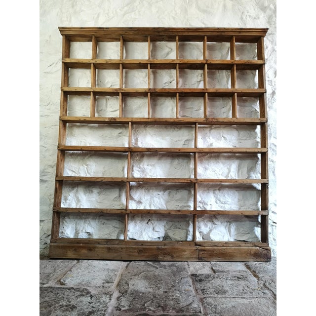 1930s Vintage Spanish Industrial Pine Pigeon Hole Shelf, 1940s For Sale - Image 5 of 11