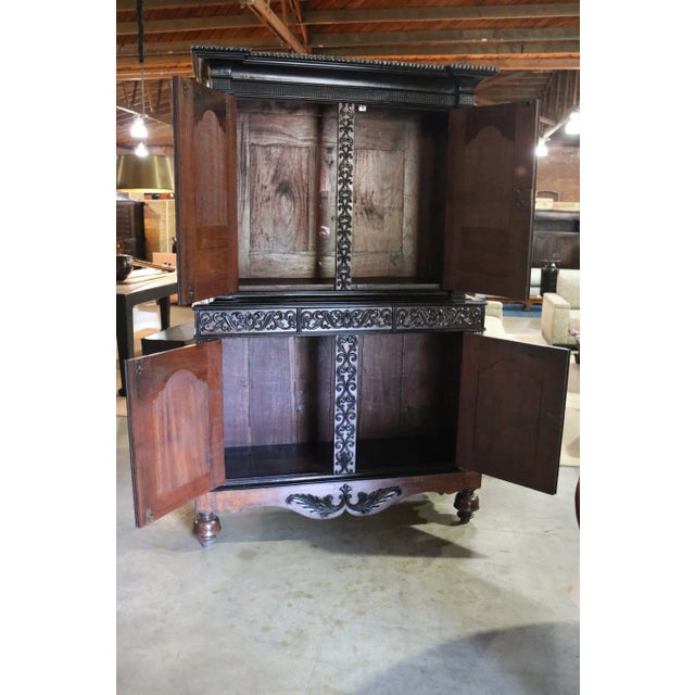 Sri Lankan satin wood cupboard c. 1900 with ebony.