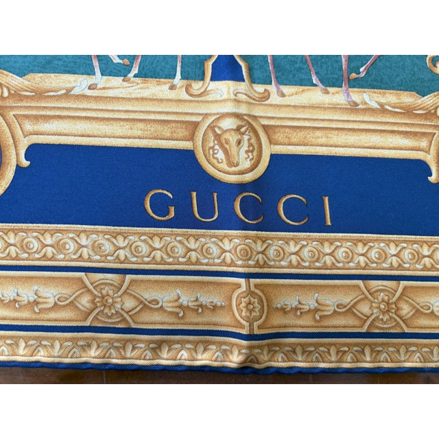 Traditional 1990s Rare Vintage Gucci Silk Diana Scarf For Sale - Image 3 of 3