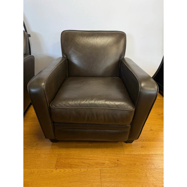 Animal Skin Pair of Dark Brown Leather Club Cigar Chairs For Sale - Image 7 of 8