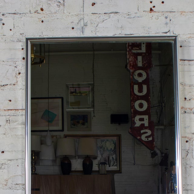 Mid to Late 20th Century MCM to Modern Wall Mirror With Silver Anodized Aluminum Rectangular Frame For Sale - Image 6 of 18