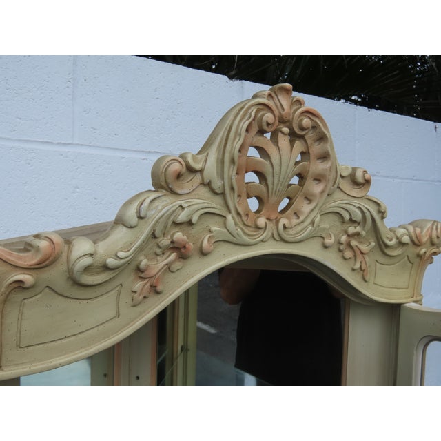 French Tall Painted Corner Vitrine Display Curio Cabinet Cupboard 6676 For Sale - Image 4 of 18