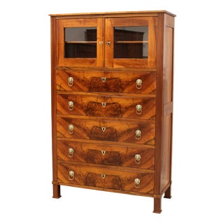 Empire Walnut Display Chest of Drawers, 19th Century For Sale
