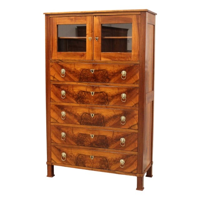 Empire Walnut Display Chest of Drawers, 19th Century For Sale