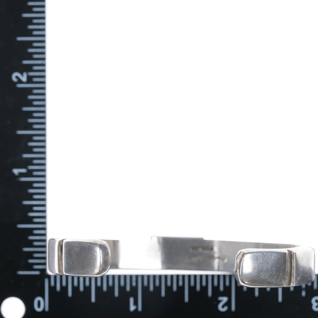 Metal 6.75" Christin Wolf thick handmade southwestern sterling cuff bracelet For Sale - Image 7 of 9