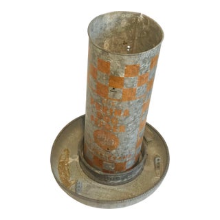 Vintage Purina Dog Tube Feeder Galvanized Orange Rustic For Sale