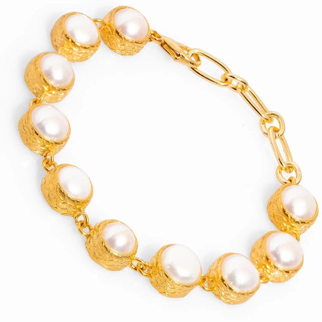 Vintage Style Pearl Tennis Bracelet For Sale - Image 4 of 10