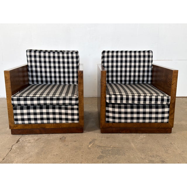 Art Deco Club Armchairs in Burl Walnut, European, 1930s, Set of 2 For Sale - Image 14 of 14