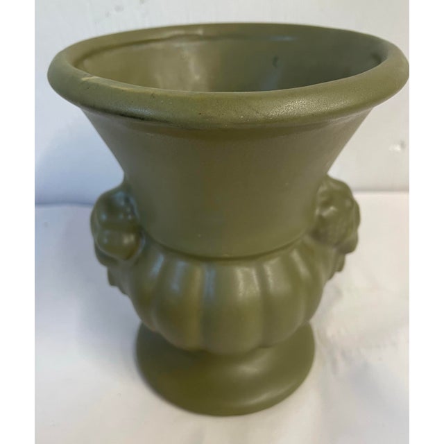 Mid 20th Century Vintage McCoy Floraline Green Neoclassical Design Vase For Sale - Image 5 of 9