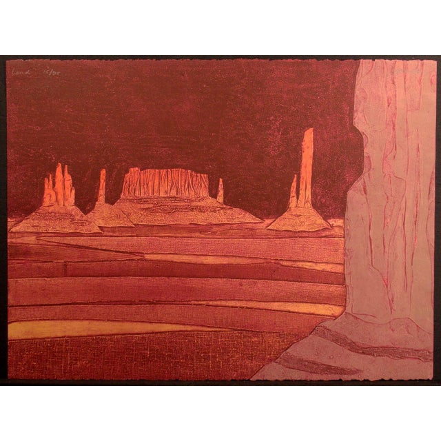 "Sacred Land" Unframed diptych of 2 limited edition collagraph etchings by American artist John Ross. Each is hand signed,...
