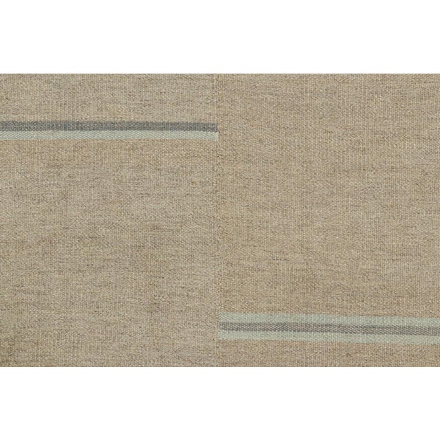 Contemporary Rug & Kilim’s Contemporary Kilim With Textural Beige, Cream and Blue Stripes For Sale - Image 3 of 7