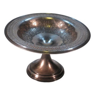 Bowl Footed WILCOX Silverplate Hand-Engraved Scrolls Silver 1850-1899 Bowls For Sale