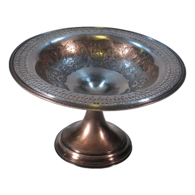 Bowl Footed WILCOX Silverplate Hand-Engraved Scrolls Silver 1850-1899 Bowls For Sale