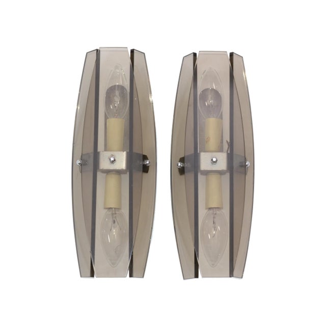 Italian Vintage Fontana Arte Style Sconces - Pair For Sale - Image 3 of 12