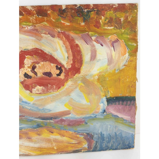 Mid-Century Modern Mid-Century Modern Abstract Oil Painting on Artist Board For Sale - Image 3 of 6