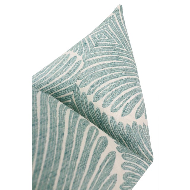 22" Spa Blue Musgrove Chenille Pillows - A Pair For Sale - Image 4 of 4