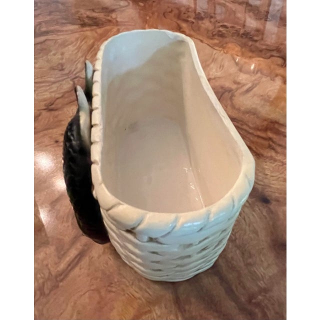 1960s Napco Vintage Creel Fish and Fishing Basket Ceramic Planter, Japan For Sale - Image 10 of 12