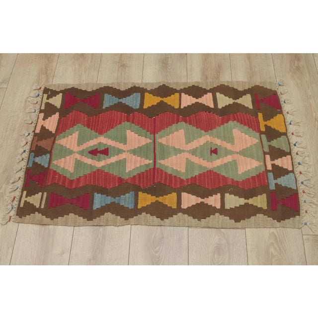 1980s Tribal Brown Handmade Kilim For Sale - Image 4 of 13