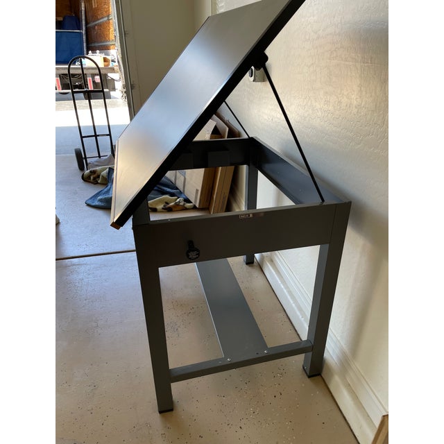 Modern Mayline Ranger Steel Four Post Drafting Table-Vintage Modern Adjustable Desk For Sale - Image 3 of 7