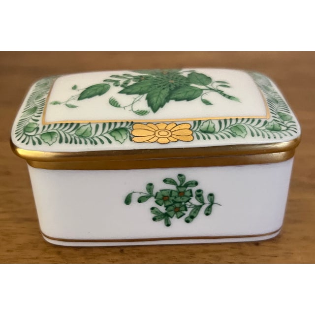 Green Herend Lidded Box, Hand Painted, Mid 20th Century For Sale - Image 8 of 14